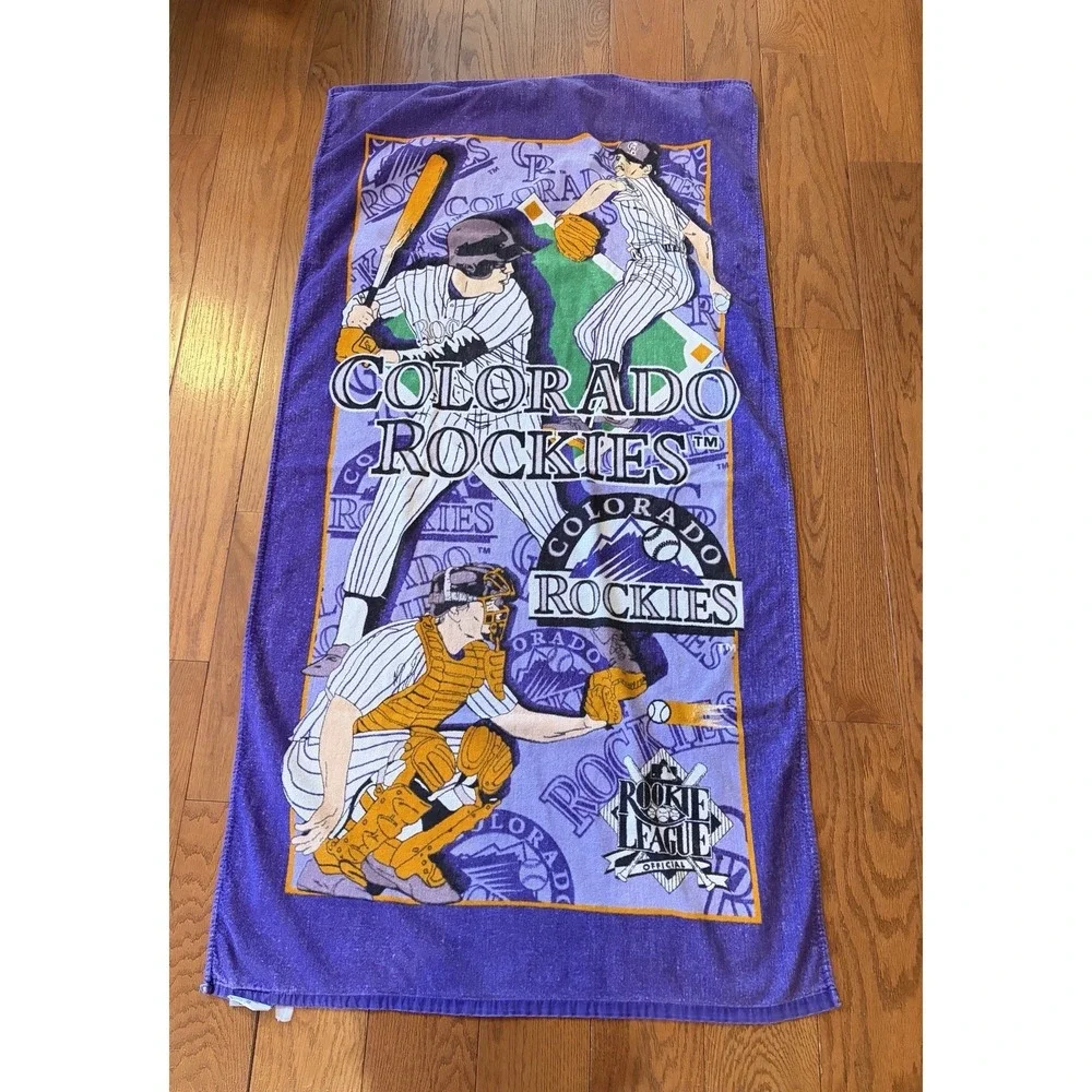 Vintage 90s‎ Colorado Rockies MLB Beach Towel Franco Mfg Rookie League
